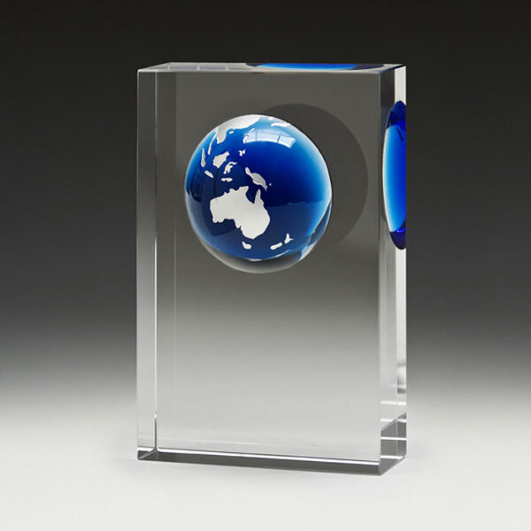 Crystal Plaque Blue Globe