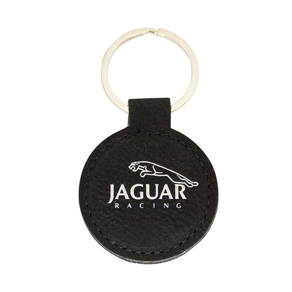 Keychain Circle – Black / Silver Leatherette
