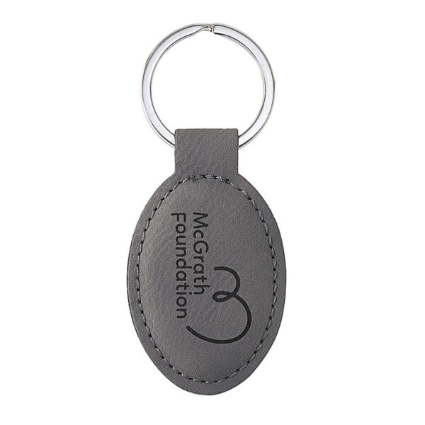 Keychain Oval – Grey Leatherette