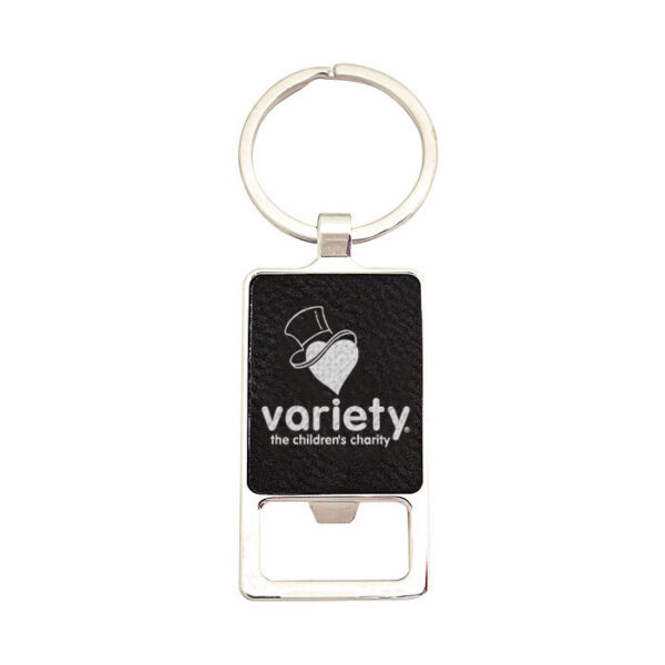 Keychain / Bottle Opener - Black Leatherette